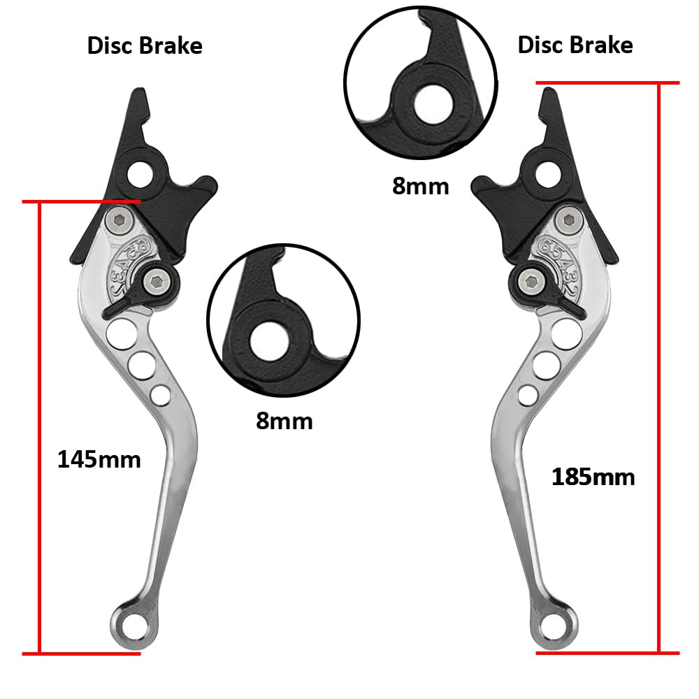 1 Paio Leve Frizione Freno Moto 22mm Motociclo Leva Maniglia Pompa Freno Frizione Regolabile CNC Alluminio Maniglia Leva del Freno Doppio Disco Scooter Universali Argento