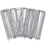 Garden Stakes 50 Pack 6 Inch Galvanized Landscape Staples, U-Shape Turf Staples Heavy Duty Galvanized Lawn Pins for Anchoring Weed Barrier Fabric, Ground Cover, Dog Fence, Tents Tarps