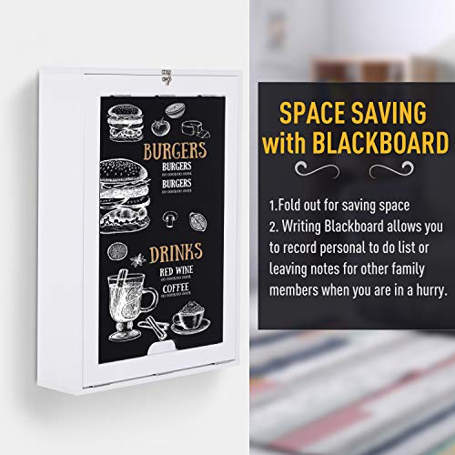 Image of Wall Mounted Office Desk, Fold Out Convertible Computer Desks with Storage Shelves, Multi-Function Folding Wall Desk Writing Table for for Small Spaces, Home Office (White+Black)