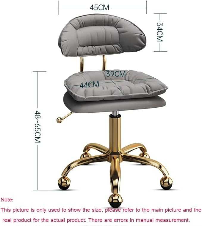 Sgabello girevole ergonomico con schienale, altezza regolabile, per salone, garage, casa, ufficio e studio