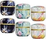 Tebery 6 Pack Mini Tin Storage Canisters for Tea, Coffee, Herbs, Candy, Chocolate, Sugar, Spices, Candle