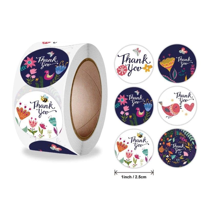 Image of Alokik Enterprise 2000 Pcs Thank You Watercolor Stickers, Round Thank You Adhesive Sticker for Small Business Wedding Supplies Packing Stickers Gift Wrap (500 in 1 Decorative Stickers Roll)