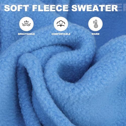 Image of Mihachi Dog Fleece Vest Sweater Zip Up Warm Pullover Step-in Dog Jacket with Dual D-Ring Leash, Winter Cold Weather Reflective Coat Clothes Hoodie for Small Medium Dogs Puppy Cat Boy Girl,Blue L