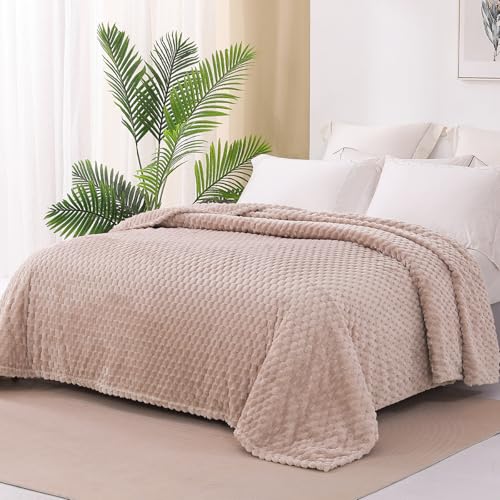 Image of Exclusivo Mezcla Fleece Twin Blanket for Bed, Extra Large Fuzzy Camel Bed Blankets, Soft Cozy Plush Sofa Throws for All Seasons, 90x66 Inches