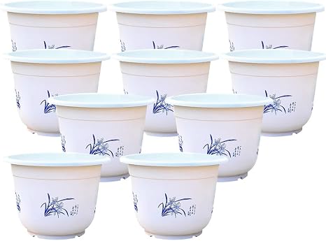 Amazon Co Jp 植木鉢 おしゃれ 室内 大型 鉢カバー 特大の屋外プラスチック植木鉢 排水穴のある濃い緑色のディルバケットポット トレイ付きガーデンナーサリーポット Color A 10 Size 14 8cm Diy 工具 ガーデン