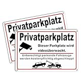 Goodvia Privatparkplatz Schild Videoüberwachung Parken Verboten 30x20cm Alu Reflektierend, Schild Dieser Parkplatz Wird Videoüberwacht x2