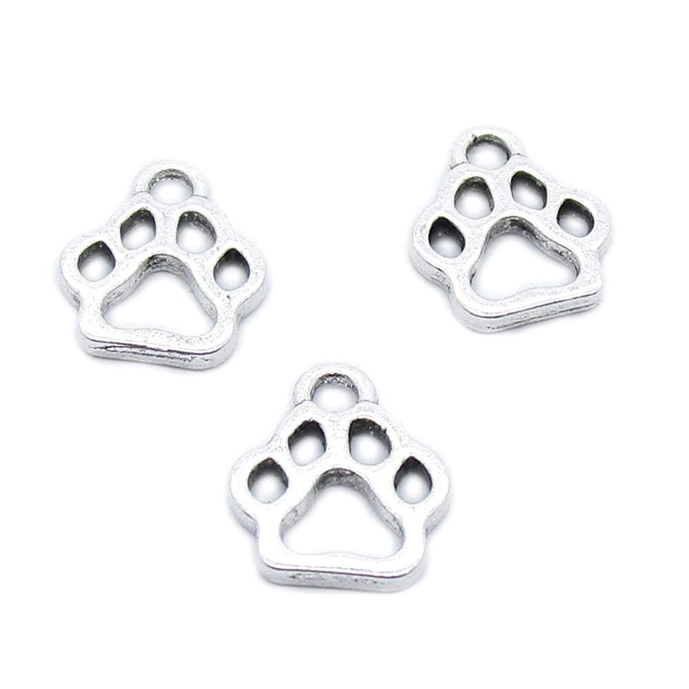240 Pieces Antique Silver Tone Jewellery Charms Craft Art Making Crafting Beading Supplies HD8X6X Dog Paw Prints