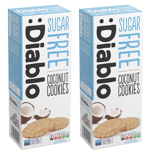 Image of Diablo Sugar Free Cookies, Coconut – Low Sugar Snacks, Cookies Biscuits for All, Sweetened with Maltitol, Ideal for Gifting, Festive Hampers, Holiday Events & Special Occasions – 150g Pack of 2