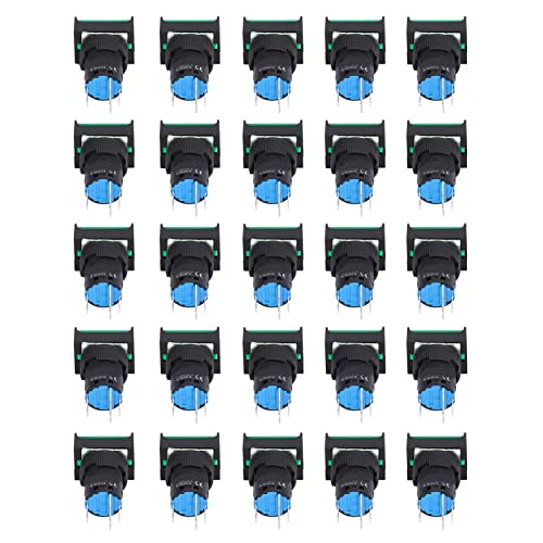 25 Uds Interruptor de Botón Autoblocante Momentáneo 16mm Cuadrado con Juego de Luces 24V Accesorios Profesionales Verdes (GREEN)