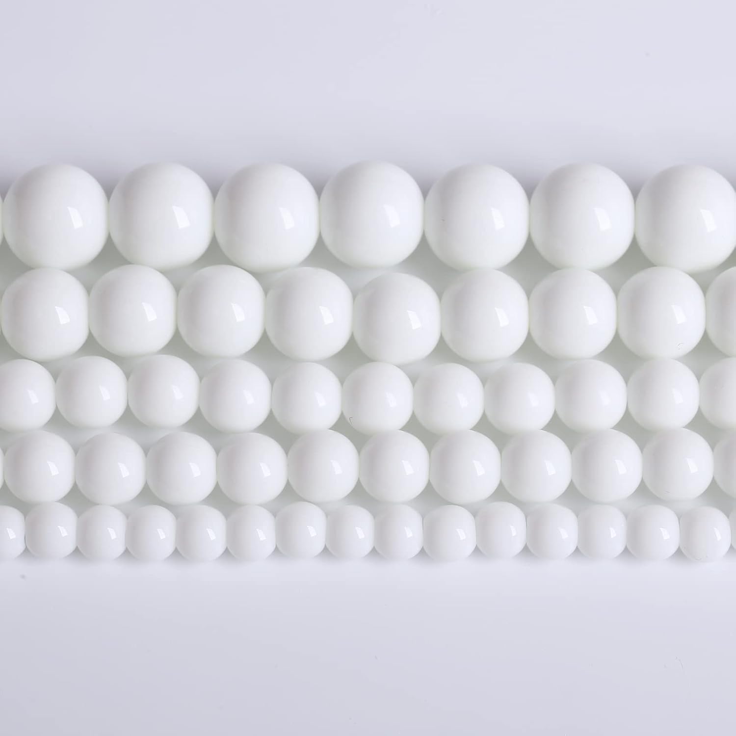 8mm 48pcs Natural White Porcelain Agates Stone Round Beads for Jewelry Making Spacer Loose Spacers Beads DIY Bracelets 15" Strand White Porcelain Agate 8mm