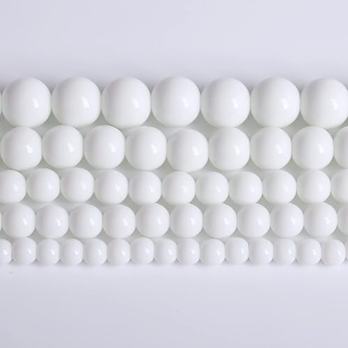 Miniatura 2 de 48 cuentas redondas de piedra de porcelana blanca natural de 0.315 pulgadas para hacer joyas, espaciadores sueltos, cuentas de bricolaje pulseras de