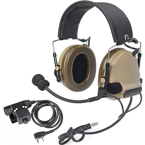 【Z-TAC Official Store】 ZTactical ZComta III Headsets（Z051-DE）+ U94 ZPTT Kenwoo Push-to-Talk（Z113KEN） Noise Reduction Headphones WalkieTalkie Dual ZPTT for Military Radio