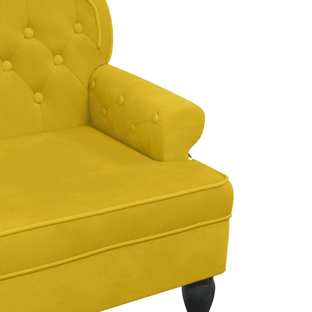 vidaXL Banco, Silla con Respaldo Reposabrazos, Banca de Final de Cama, Asiento Tapizado para Pasillo Recibidor Dormitorio, Terciopelo Amarillo