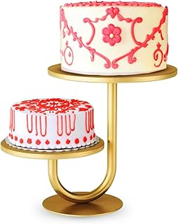 2 Tier Cake Stand - Gold Cake Stand, 2 Tier Dessert Stand with Sturdy De...