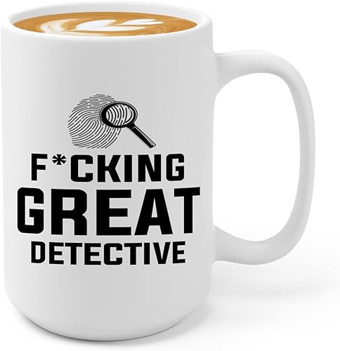 Miniatura 1 de Taza de café de detective de 15 onzas, color blanco, gran detective, policía, policía, patrulla, policía, policía, policía, policía, policía,