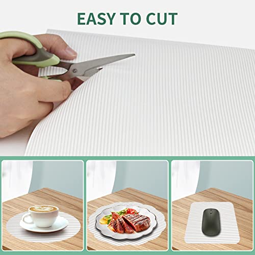 Origuuds Drawer Liners, Non-Adhesive Shelf Liner, Waterproof Anti-Slip BPA Free Kitchen Cupboard Cabinet Liner Refridge Fridge Mats Sink Protector Strong Durable for Home Office (White/30cm x 150cm) - Image 4