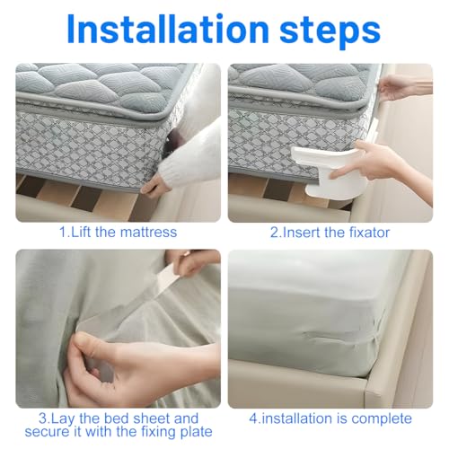 4 Pieces Bed Sheet Holder With Lock Strips Kit, Non-Slip Lumber Lock Fitted Sheet, Heavy Duty Bed Sheet Fasteners, Removable Fitted Sheet Corner Holders, for Mattress Protectors, Bedding, Blankets - Image 3