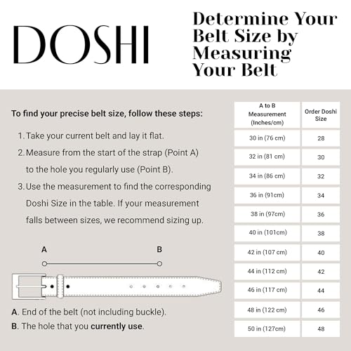 DOSHI Men's Casual Vegan Leather Belt, Jeans, 1.5", OC3