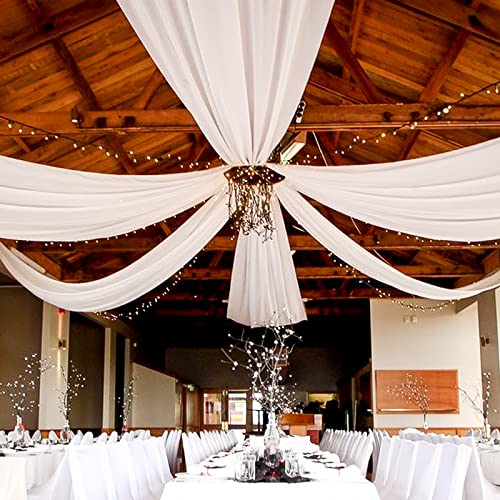 6 Panels White Ceiling Drapes for Wedding 5ftx10ft