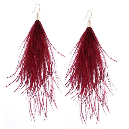Elegant Long Dangle Feather Earrings for Women - Thread Jewelry for Winter Party, Bohemian Gift