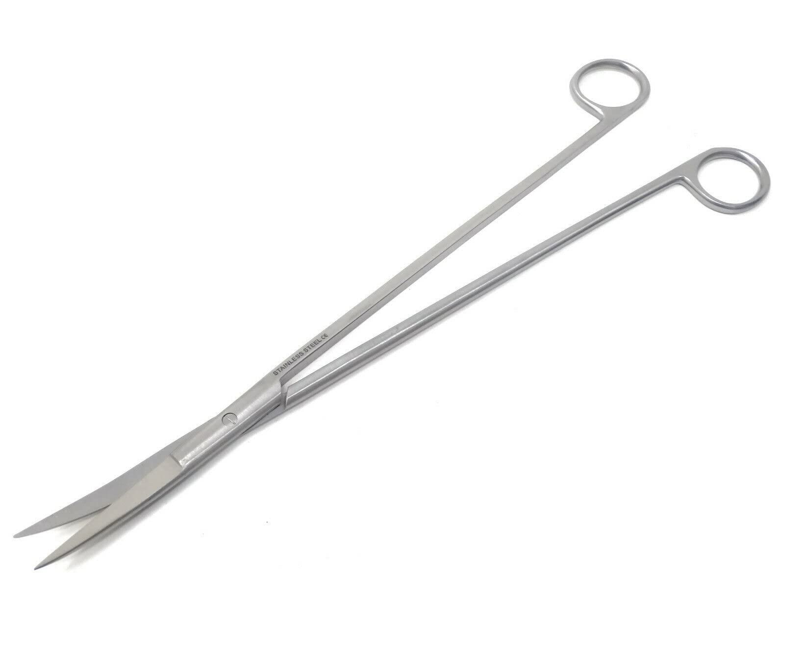 Long Stainless Steel 12" Aquarium Fish Tank Aquatic Plant Trimming Aquascaping Kelly Scissors Curved Round Pattern