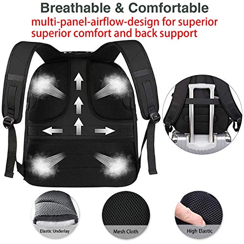 MATEIN grote laptoprugzak voor heren 55 liter, 18 inch waterdichte rugzak laptoptas reistassen rugzak, schoolrugzak tienerjongens antidiefstal zakelijk zwart - Image 7