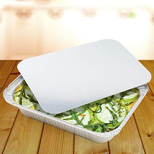 MATANA - 25 Reusable Aluminium Foil Tray Containers with Lids - 22x17cm (1200ml)