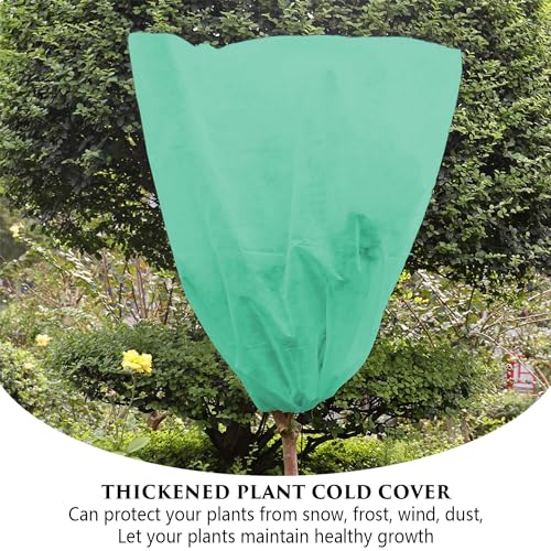 ZEACCT 2er-Pack Frostschutz-Pflanzenschutz, Winter-Kordelzug-Pflanzenschutz, Warmer Pflanzenschutz, Topfpflanzenschutz, Winddichter Pflanzenschutz, Vliesstoff, Wiederverwendbar (Grün)