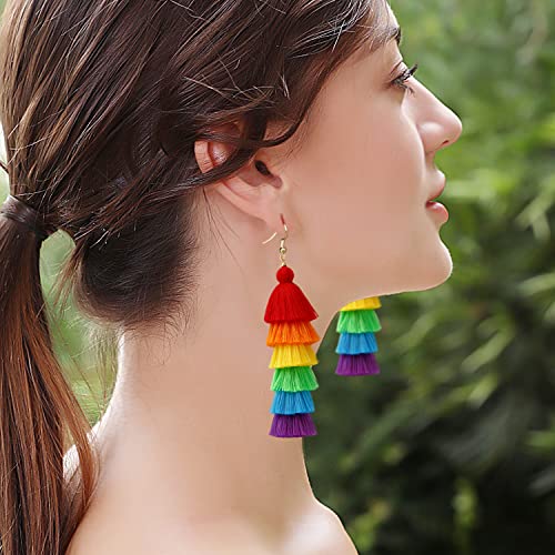 Rainbow Earrings for Women Men Pride Accessories Colorful Earrings (Rainbow Drop Earrings-B)3