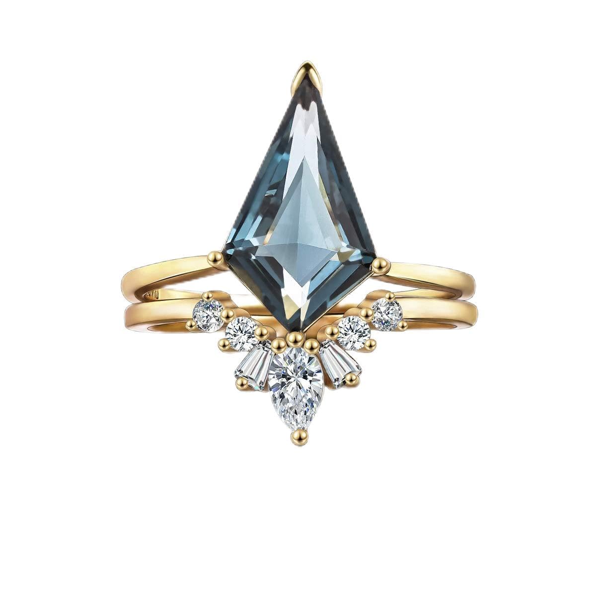 LAZLUVU Women Crystal Stackable Rings Set Cubic Zirconia Eternity Engagement Ring