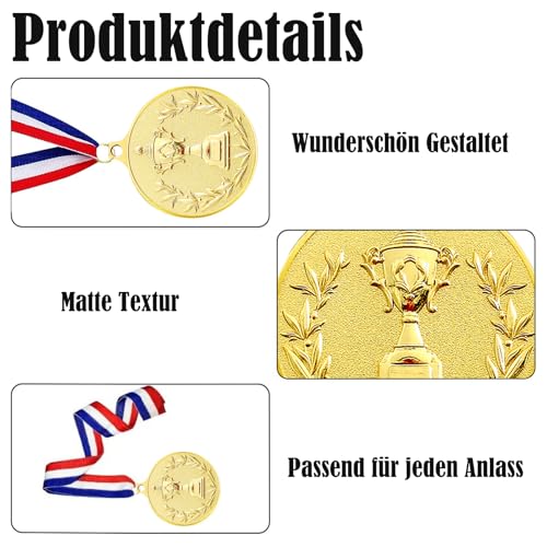 Santme 12 Stück Metall Medaillen, Gold Silber Bronze Medaillen Auszeichnung Gewinner Medaillen für Kinder Sieger Wettbewerbe Party Dekorationen Olympischer Stil mit Halsbändern