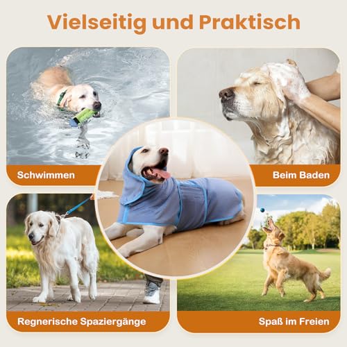 Zorela Hundebademantel, Superweicher Bademantel Hund aus Korallenvlies, Hunde Bademantel Hundehandtuch Extra Saugfähig für nach dem Bad, Strand, Pool
