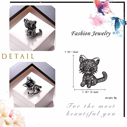 Image of Rhinestone Cat Brooch Pin for Women Cute Crystal Kitten Animal Cat Brooch Corsage Sparkly Rhinestone Crystal Lapel Pin Clothing Accessories Jewelry for Pet Lovers