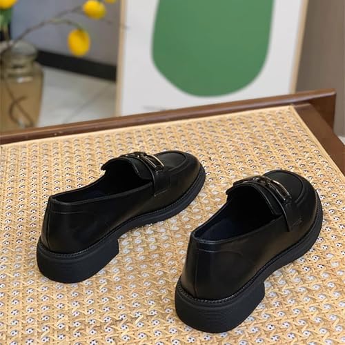 Women's Leather New British Style Soft Sole Slip-On Oxford Shoes Soft Bottom Work British Style Small Leather Single Anti-Slip3