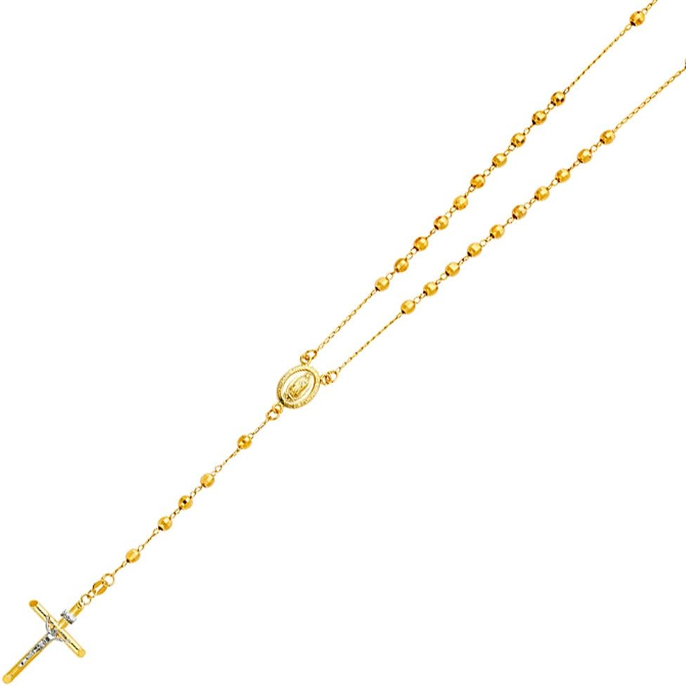 14k Yellow Gold 4mm Rosary Necklace - 26"