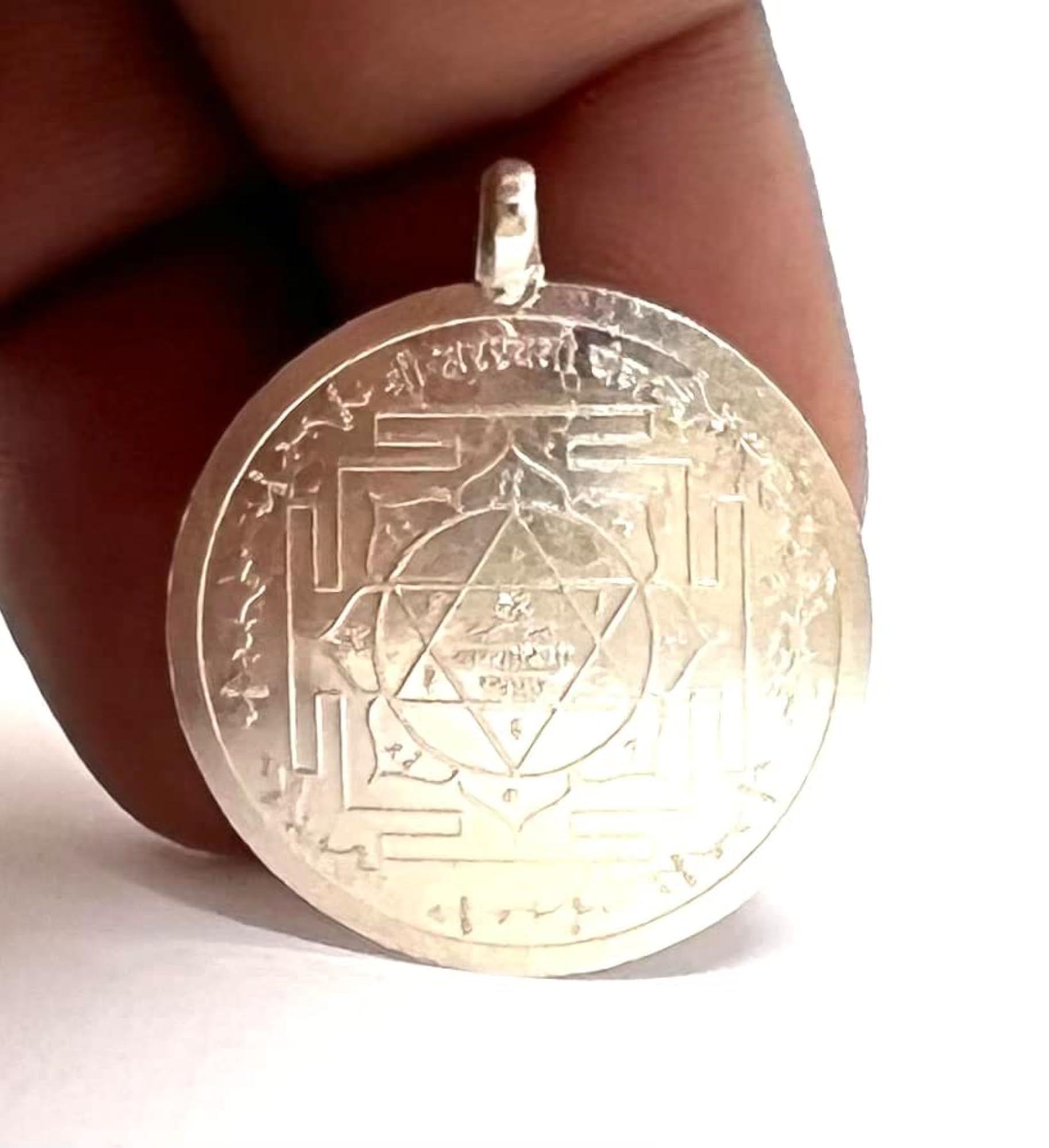 100% Pure Silver Saraswati Yantra Pendant with Lab Certificate, Gift for Him & Her