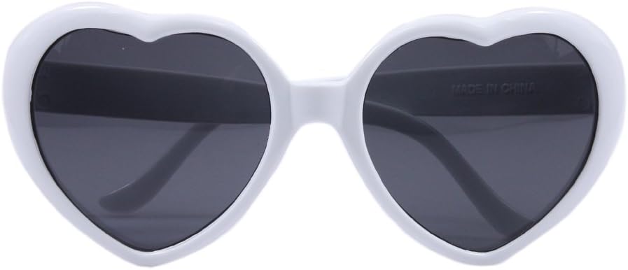 Large Oversized Womens Heart Shaped Sunglasses Cute Love Fashion Eyewear (White)