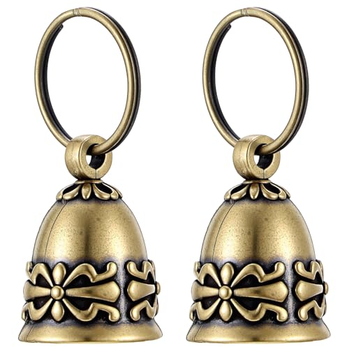 APLZGMG 2Pcs Copper Collar Bells for Small Pets, 0.75 Inch Vintage Brass Jingle Bells, Ideal for DIY with Anti-Lost ID Pendant Tags, Retro Pet Craft Bell Charms for Cats & Puppies