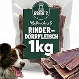 BREERs Rinderdörrfleisch getrocknet 30cm Trockenfleisch für Hunde 1 kg Kauartikel für große & kleine Hunde Hundesnack Kausnack Rinderschlund