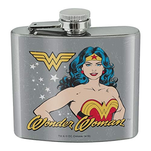 Wonder Woman Vintage Icon Stainless Steel 5oz Hip Drink Kidney Flask