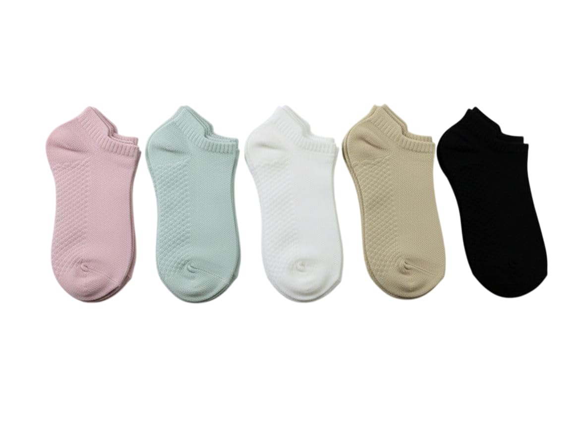 risezag Women's and Girls 5 Pair Cotton Ankle Length Low Cut Socks Free Size Thick, & Stylish | Odour-Free, Lightweight | Ideal for Daily office Wear-picture-42