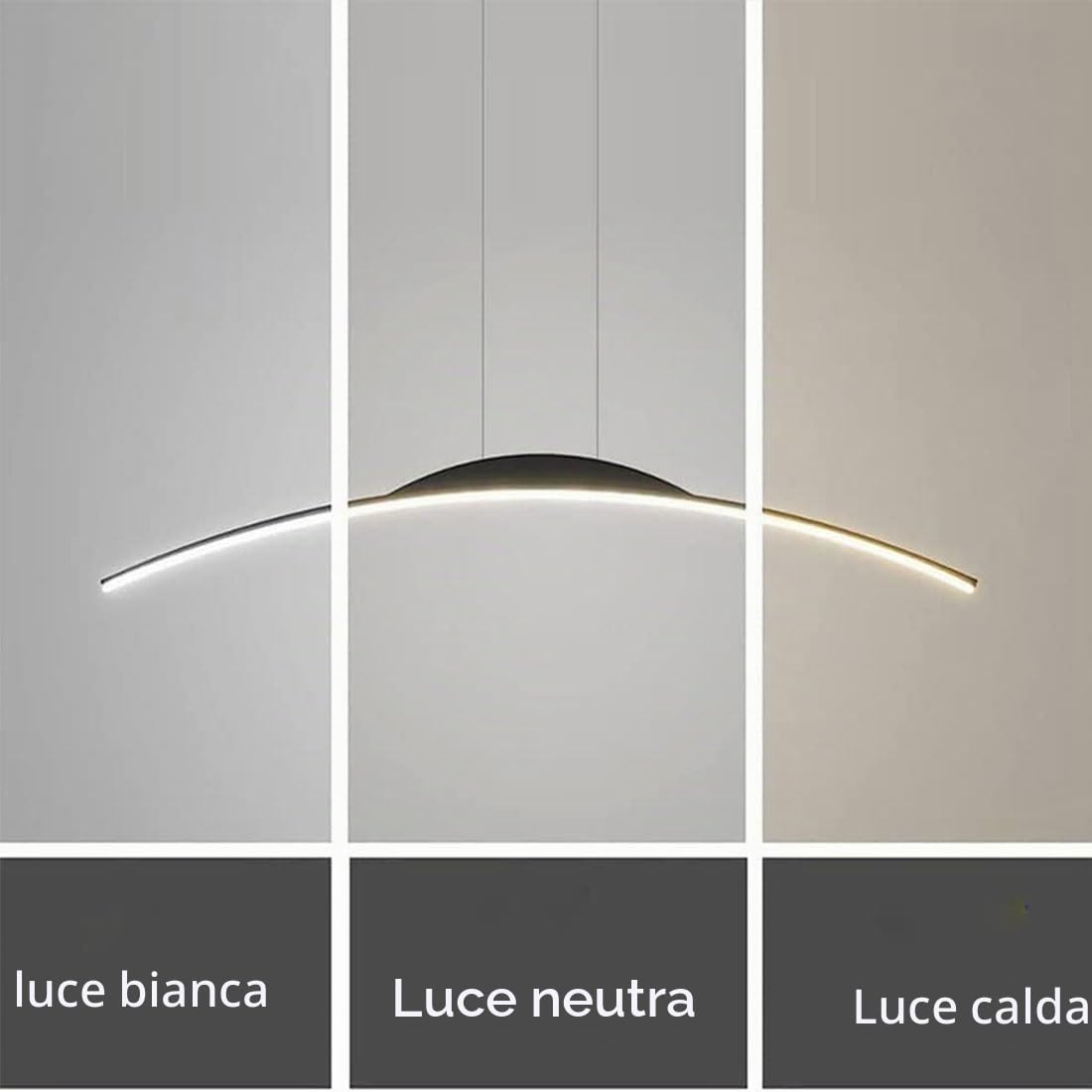 LED Lampadario a Sospensione Lampada da Tavolo da Pranzo Moderna Semplice ad arco Cucina Lampada a Sospensione Dimmerabile in Altezza Regolabile per Sala da Pranzo Soggiorno Ufficio (Nero, 120cm)