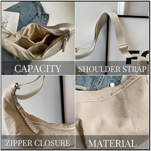 Quantifyn Crossbody Bag,New Women's Fashion Plain Color Nylon Crossbody Hobo Bag with Adjustable Strap,Spacious Design3