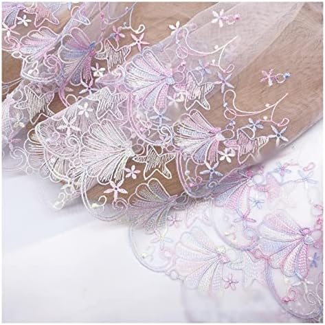 2 Yards Pink Vintage Embroidery Lace Trim Sewing Lace Fabrics for DIY Wedding Dress Craft Home Decor 7.87 Inches Width