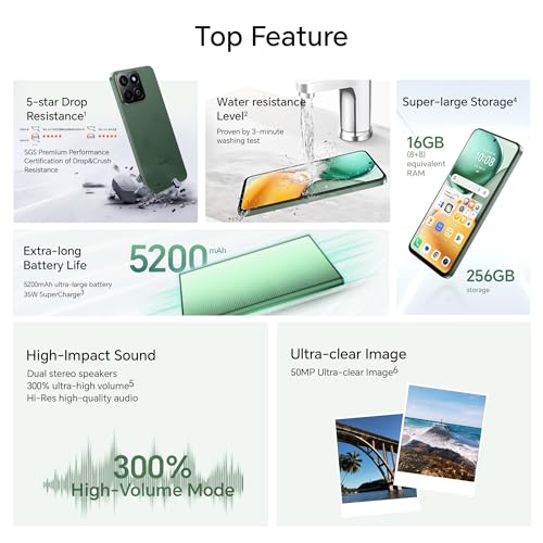 Image of Honor X7c 5G Dual SIM | 8GB RAM, 256GB Storage | 50MP AI Camera | 5 Star SGS Rated | IP64 Standards | 120Hz Refresh Rate | 5200mAh Battery | Without Charger | (Vegan Leather Forest Green)