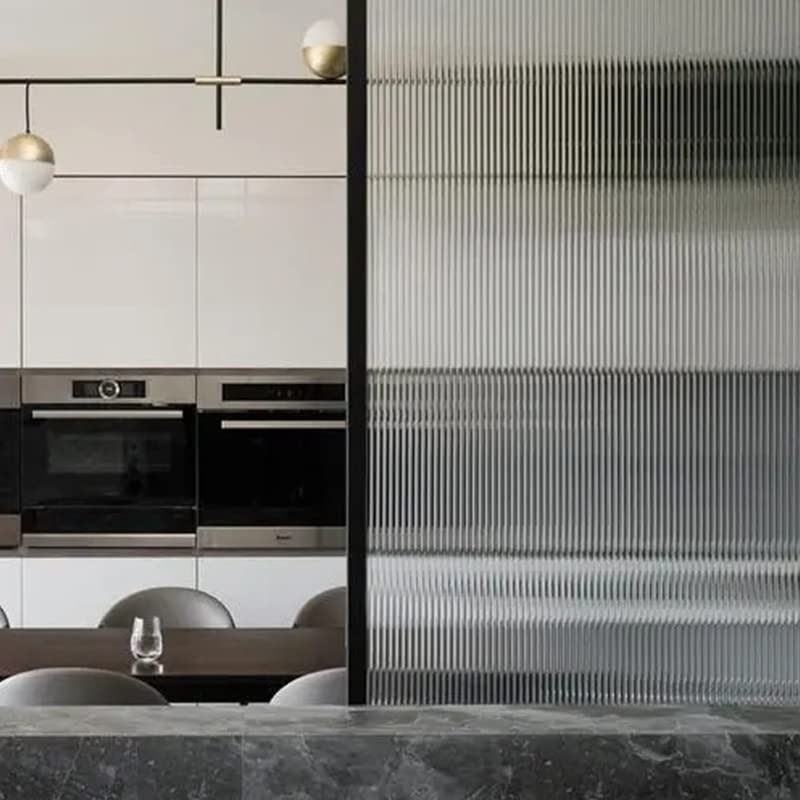 Folia szklana Reeded Glass Window Film Privacy Matowe okno 3D Dekoracyjne naklejki na okna Nieprzylepny Łazienka Salon(60x100cm)