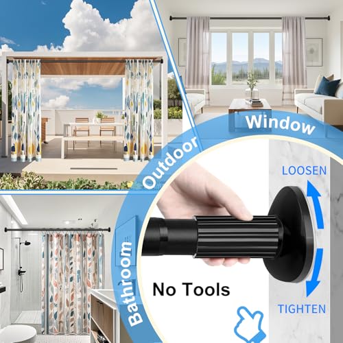 Versatile No-Drill Tension Curtain Rod – Adjustable 51-126 Inch Heavy-Duty Support for Indoor and Outdoor Use, Rust-Resistant, Easy Installation, 1.26 Inch Diameter – Sleek Black Finish 8 Versatile No-Drill Tension Curtain Rod – Adjustable 51-126 Inch Heavy-Duty Support for Indoor and Outdoor Use, Rust-Resistant, Easy Installation, 1.26 Inch Diameter – Sleek Black Finish - Image 7