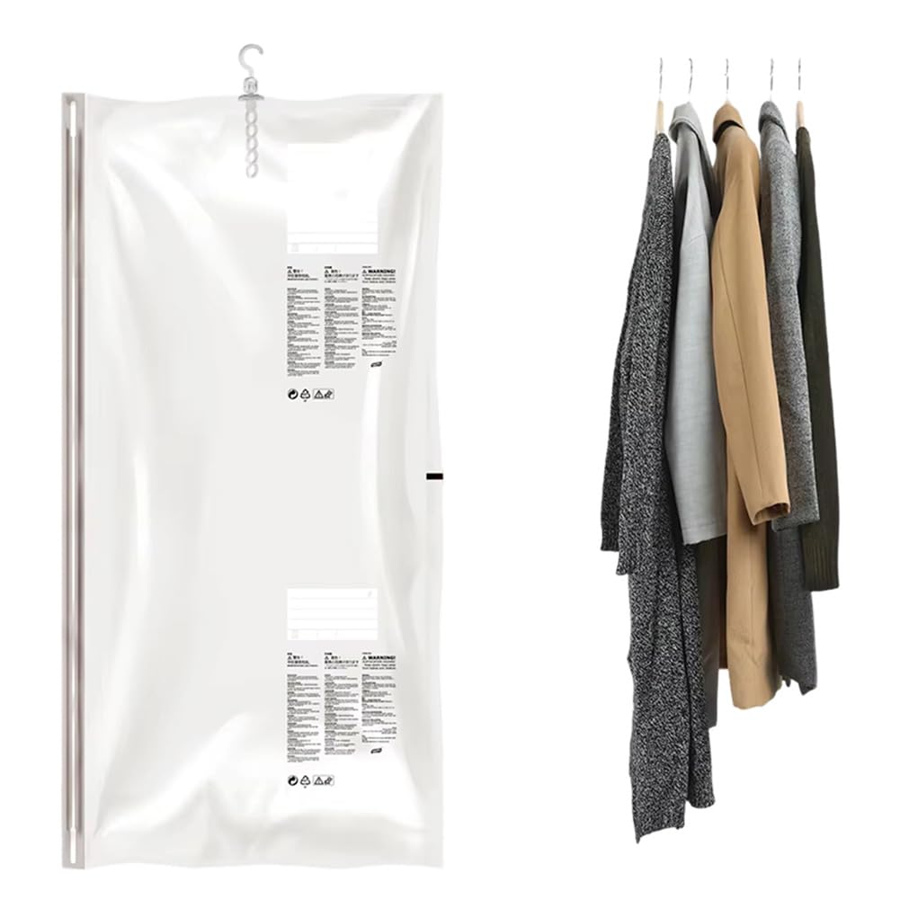 Hanging Vacuum Storage Bags, Space Saver Bags for Clothes, Vacuum Sealer Bags with Heavy Duty Hanging Hooks for Clothing, Suits and Jackets, Closet Organizers and Storage