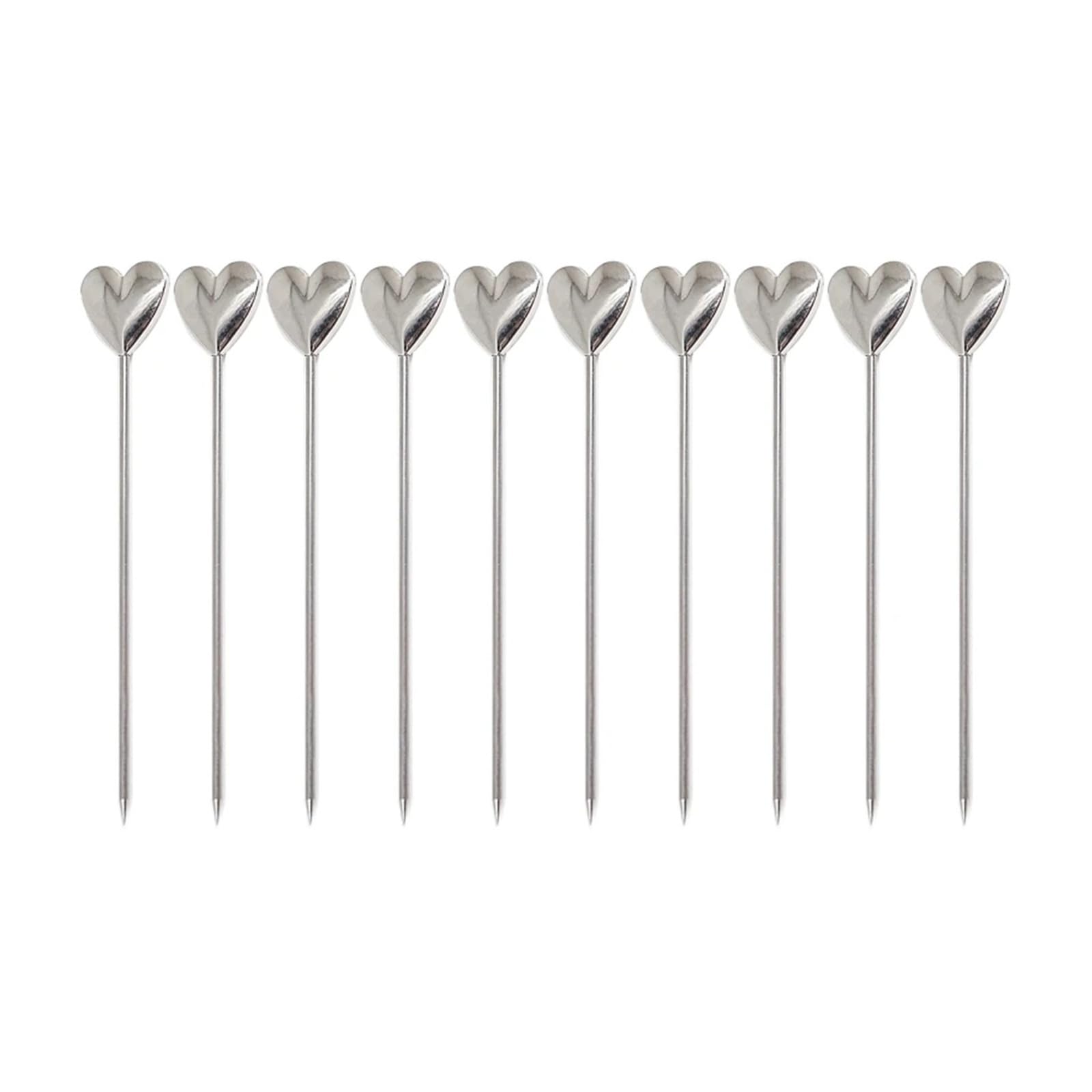 10 pezzi stuzzicadenti for cocktail riutilizzabili for frutta(Silver love)