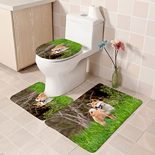 Badematten Set 3 teilig,Toilettenmatte Set,3er Badgarnitur Badezimmer Matte Set Dusch Bade Matte Vorleger Teppich 3D…